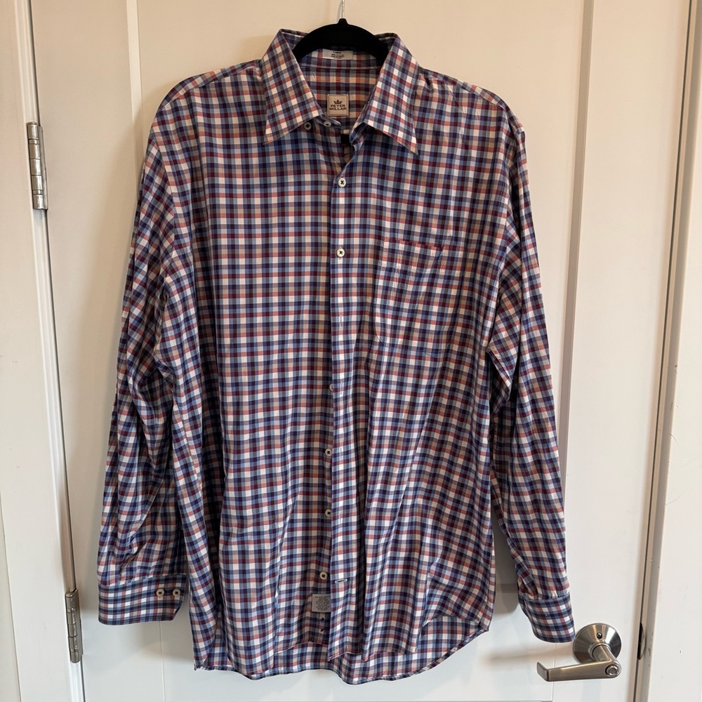 Peter Millar Blue and Red Plaid Button Down Shirt